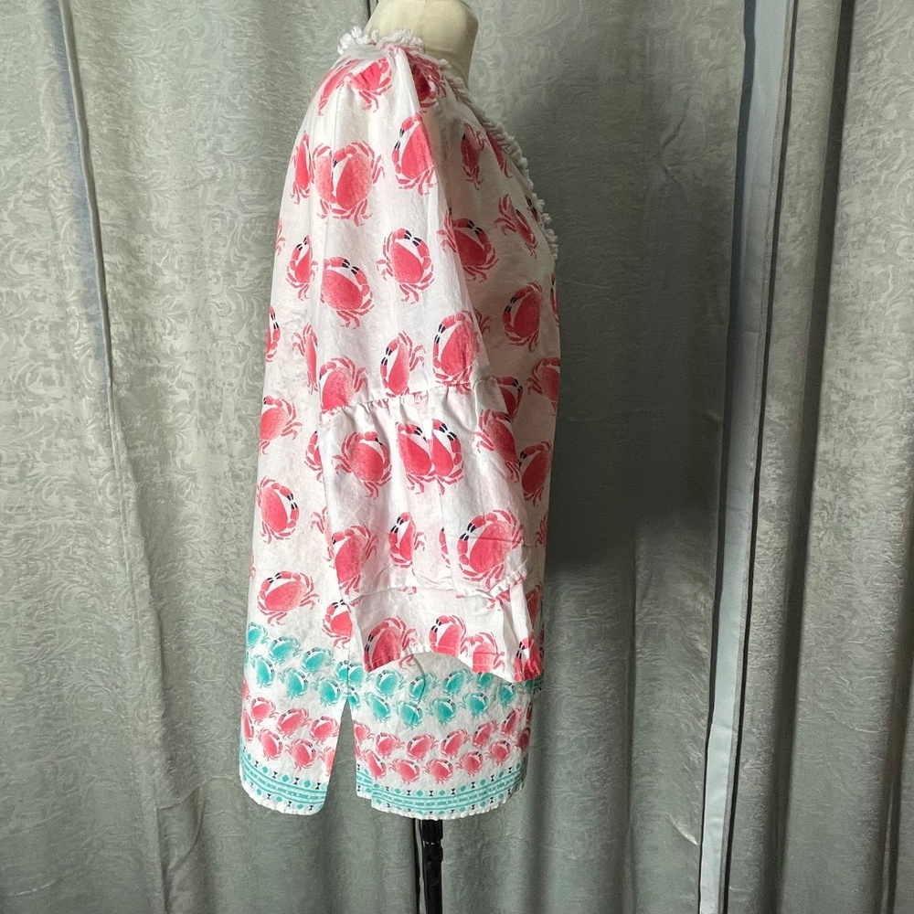 Women’s 1X Crown & Ivy Curvy ,Pink/Green/White Tunic Top - Picture 5 of 11